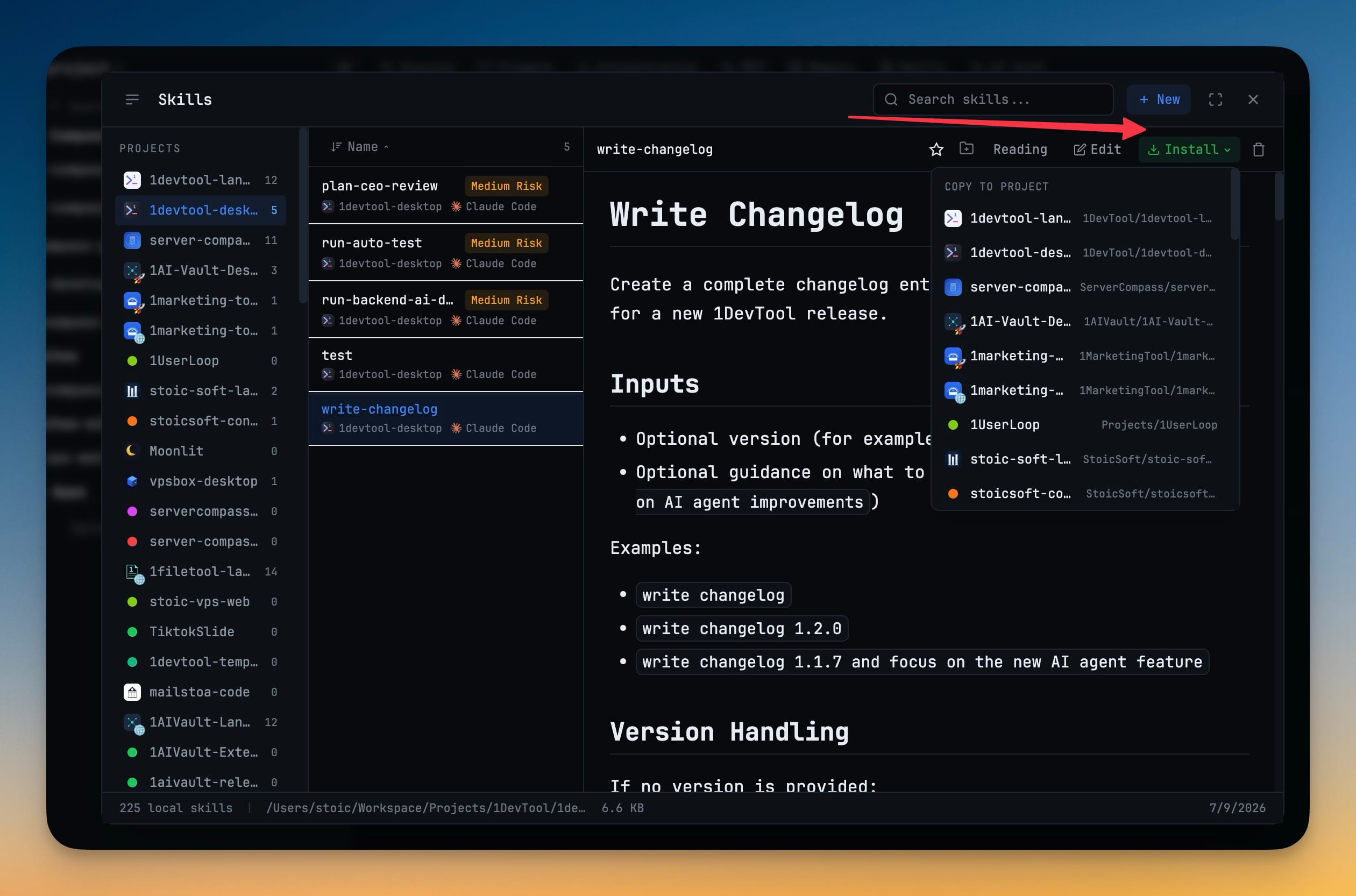 Skills Control Plane — Install a skill once and use it in every project — a versioned local library, per-project version pins, and a manifest you can commit.